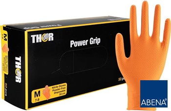 THOR POWER GRIP M rękawice nitrylowe warsztatowe pomarańczowe 50 szt.