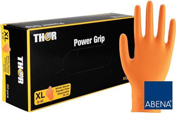 THOR POWER GRIP XL rękawice nitrylowe warsztatowe pomarańczowe 50 szt.