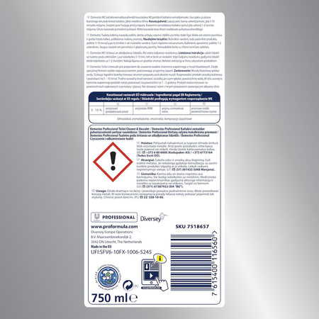 DOMESTOS PF TOILET LIMESCALE REMOVER 750ML żel do WC odkamieniacz