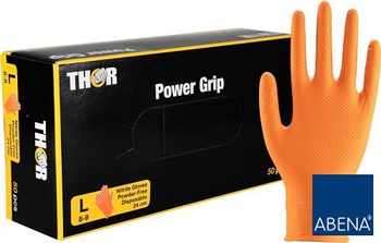 THOR POWER GRIP L rękawice nitrylowe warsztatowe pomarańczowe 50 szt.