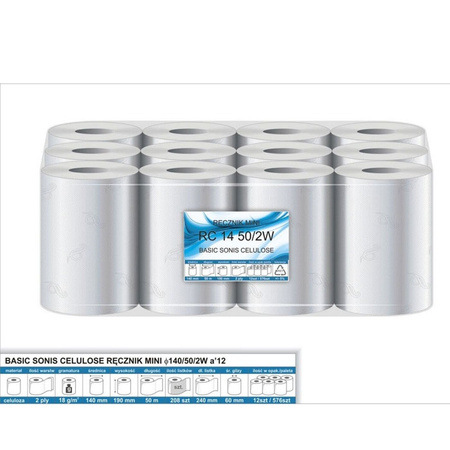 RĘCZNIK PAPIEROWY MINI CELULOZA biały 12szt.