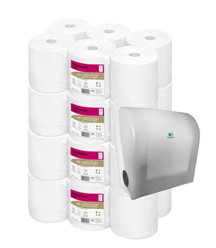 SATINO PRESTIGE 220M ZESTAW ręczniki papierowe + DOZOWNIK!!