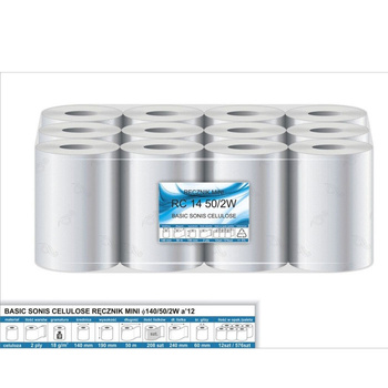 RĘCZNIK PAPIEROWY MINI CELULOZA biały 12szt. 